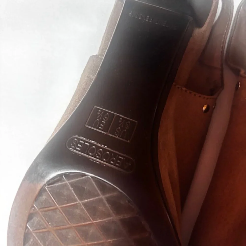 Aerosoles Heelrest Brown Suede Slingback Booties | Size 8.5